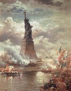 Moran, Edward Statue of Liberty Enlightening the World oil painting artist